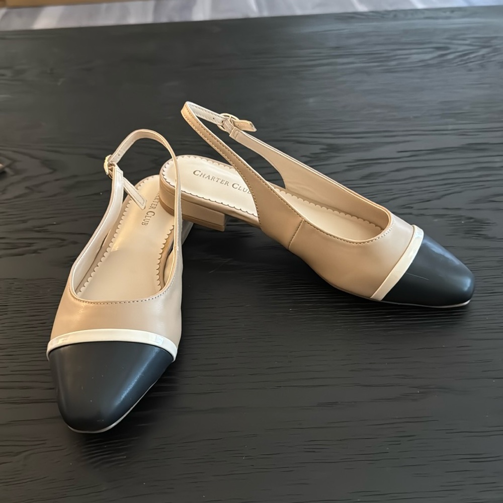 NWB Slingback Captoe Flats